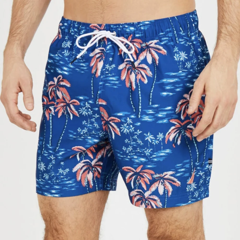 NAUTICA Men’s Performance Palm Tree Elastic Swim Trunk Shorts XXL NWT